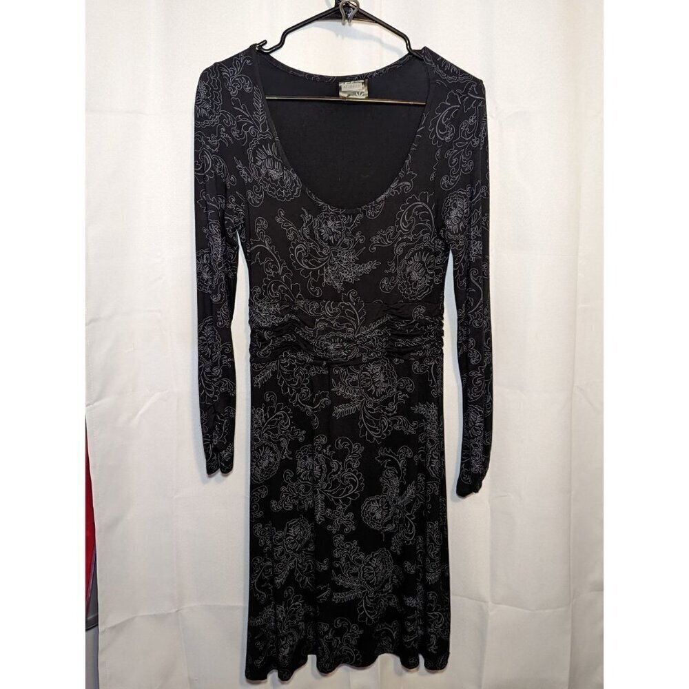 Athleta Black And Gray Viscose Rucked/Pleated Waist Dress Women's Size Medium
